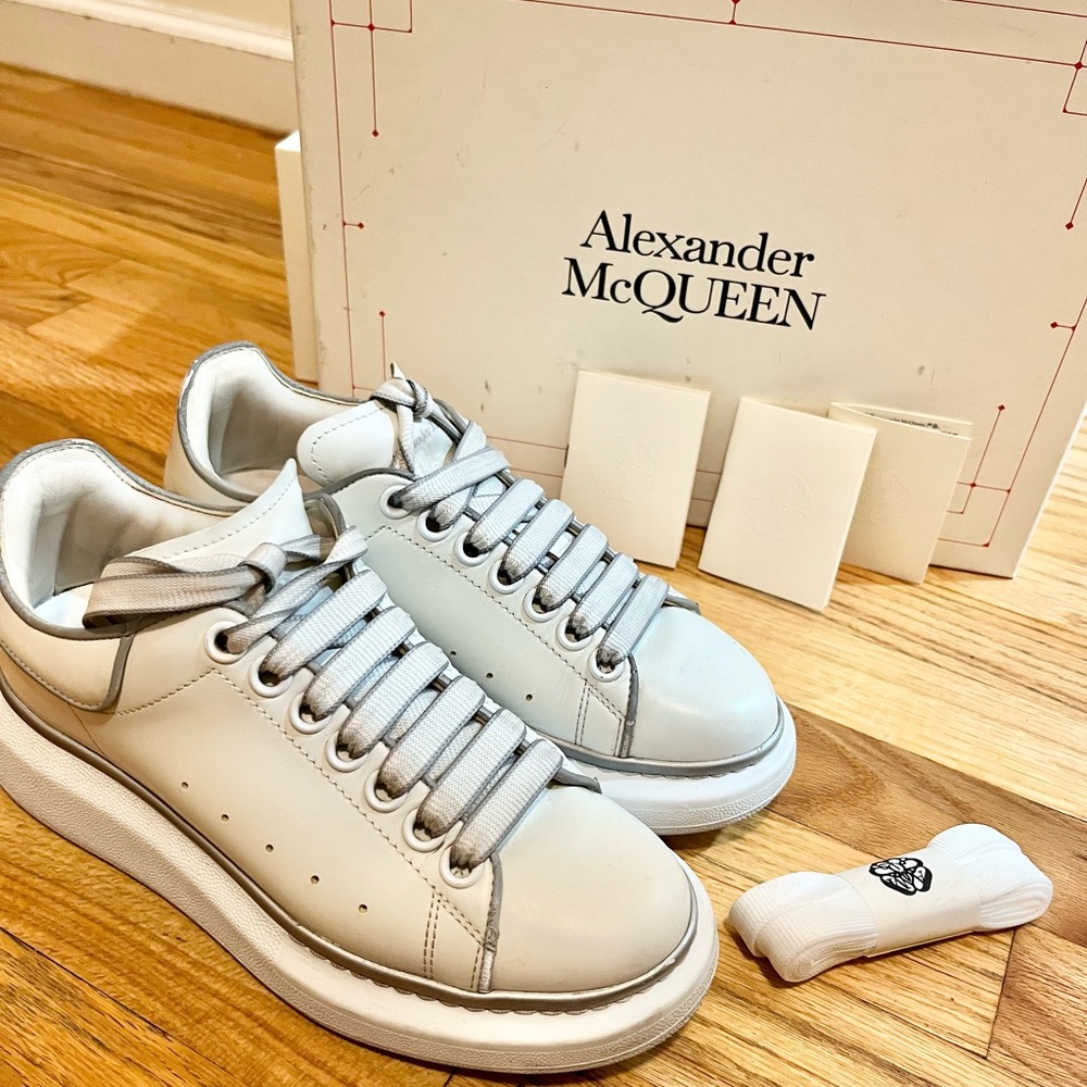 Rare Alexander McQueen Reflective Unique design White Sneakers